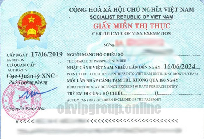 Hình ảnh của giấy miễn thị thực . Nguồn: Internet